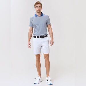 Bonobos Mens Performance Golf Polo Navy & White Striped Slim Fit Large